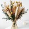 Boho Dried Flowers Bouquet – Olive Green Wall Decor, Pampas Grass Bouquet, Rustic Flower Arrangement, Moody Office & Bedroom Decor